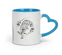 ceramics Novelty Tea or Coffee Cup Tiger Roses Flowers Wild Jungle Animals （11oz/320ml） Office, Home, Café, Dishwasher & Microwave Safe Blue