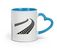 ceramics Novelty Tea or Coffee Cup Tire Tracks Driver Garage Car ation （11oz/320ml） Office, Home, Café, Dishwasher & Microwave Safe Blue