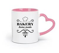 ceramics Porcelain Coffee Mugs Bakery House Home Made Cafe Baking （11oz/320ml） Humorous Gift for Coffee Lovers, Work Besties, Coworkers & Friends Pink