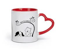 ceramics Porcelain Coffee Mugs Dog Cute Animal Pet Welcome Nursery Kids （11oz/320ml） Office, Home, Café, Dishwasher & Microwave Safe Red