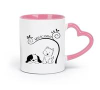 ceramics Porcelain Coffee Mugs Dog Cute Animal Pet Welcome Nursery Kids （11oz/320ml） Office, Home, Café, Dishwasher & Microwave Safe Pink