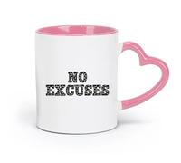 ceramics Porcelain Cup No Excuses Home Gymnastics Fitnesscenter Words Phrase Sports Motivational （11oz/320ml） for Home and Office Pink