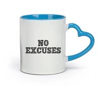 ceramics Porcelain Cup No Excuses Home Gymnastics Fitnesscenter Words Phrase Sports Motivational （11oz/320ml） for Home and Office Blue