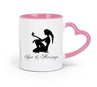 ceramics Porcelain Cup Spa Massage Logo Facial Treatment Recovery Beauty Salon Full Body Massage Spa Massage Parlor （11oz/320ml） for Home or Work Pink