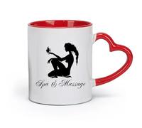 ceramics Porcelain Cup Spa Massage Logo Facial Treatment Recovery Beauty Salon Full Body Massage Spa Massage Parlor （11oz/320ml） for Home or Work Red