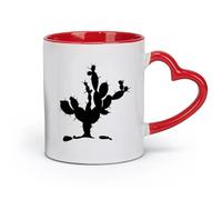 ceramics Porcelain Latte Tea Cup Cactus Desert Plant Floral Flower Home （11oz/320ml） Office, Home, Café, Dishwasher & Microwave Safe Red