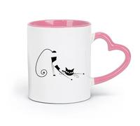 ceramics Porcelain Latte Tea Cup Cat Kitty Pets Abstract Animal The Best （11oz/320ml） Great for Home, Office, Cafes, Gift Ideas Pink