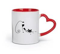 ceramics Porcelain Latte Tea Cup Cat Kitty Pets Abstract Animal The Best （11oz/320ml） Great for Home, Office, Cafes, Gift Ideas Red