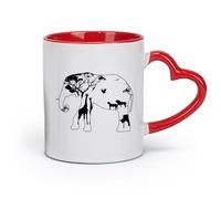 ceramics Tea and Coffee Cups Elephant Africa Zebra Lion Rhino Savanna Home （11oz/320ml） for Espresso, Tea- Set Red