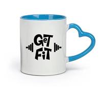 ceramics Tea and Coffee Cups Get Fit Dumbbell Gymnastics Fitnesscenter Bodybuilding （11oz/320ml） for Home or Work Blue