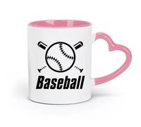 ceramics Tea, Coffee and Hot Chocolate Cups Baseball Word Sports Boy Room （11oz/320ml） Dishwasher Microwave Safe,for Office and Home Pink