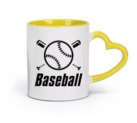 ceramics Tea, Coffee and Hot Chocolate Cups Baseball Word Sports Boy Room （11oz/320ml） Dishwasher Microwave Safe,for Office and Home Yellow