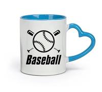 ceramics Tea, Coffee and Hot Chocolate Cups Baseball Word Sports Boy Room （11oz/320ml） Dishwasher Microwave Safe,for Office and Home Blue