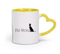 ceramics Tea, Coffee and Hot Chocolate Cups Pet Store Logo Home Animals （11oz/320ml） Great for Home, Office, Cafes, Gift Ideas Yellow