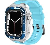 Ceramics Watch Case+Watch Band Modification Kit，For 8 7 45mm，Metal Stainless Steel Bezel Silicone Watch Strap Retrofit Set，For Series 6 SE 5 4 44mm