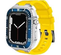 Ceramics Watch Case+Watch Band Modification Kit,For 8 7 45mm,Metal Stainless Steel Bezel Silicone Watch Strap Retrofit Set,For Series 6 SE 5 4 44mm