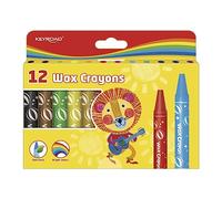 Ceras de Colores Jumbo para Niños - Caja de 12 - Medida 10 x 1,4 cm - Colores Brillantes - Resistentes y Fácil Afilado - Ideal para Dibujar - Material Escolar - Keyroad