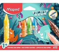 Maped Ceras de Colores Formato Jumbo - 12 Colores - Colorear para Niños | Colores Cera, Ideal para Escuela