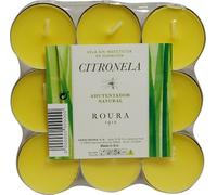 Ceras Roura Paquete de 18 velas de citronela para jardín al aire libre, aroma cítrico fresco, aproximadamente 4 horas de combustión