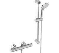 CERATHERM T25 | Conjunto de grifería para ducha 315x100x70 mm en cromo, 22,0 l/min (3 bar) | Aireador, chorro variable, función termostática, ahorro de agua y energía, CoolBody, bloqueo de seguridad