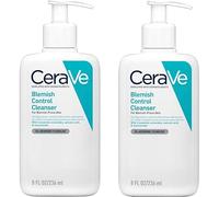 CeraVe Blemish Control Face Cleanser Duo Pack - 2% de ácido salicílico y niacinamida - Limpiador de gel diario antimanchas para piel grasa y propensa a imperfecciones, 236 ml x 2