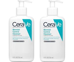 CeraVe Blemish Control Face Cleanser Duo Pack - 2% de ácido salicílico y niacinamida - Limpiador de gel diario antimanchas para piel grasa y propensa a imperfecciones, 236 ml x 2