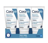 CeraVe Crema regeneradora de manos 3x 50 ml para manos extremadamente secas y ásperas, reduce la sequedad, ceramidas esenciales y hialuron