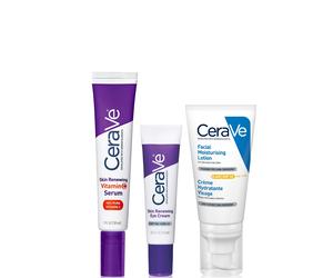 CeraVe Daily Care Routine for First Signs of Ageing Eye Cream Vitamin C Serum and Moisturiser with SPF50
