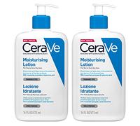 Cerave Loción hidratante para rostro y cuerpo para pieles normales y secas con 3 ceramidas esenciales y ácido hialurónico - 2 botellas de 473 ml cada uno