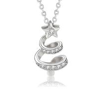 CERAVI Collar giratorio de árbol de Navidad, plata de ley 925 con colgante de árbol de Navidad, collar de árbol de Navidad, regalo de Navidad para mujeres, hija, esposa, madre, 925, Metal, Circonia