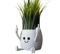 CERAVI Smiling Plant Pot with Middle Fingers Up, 3" Small Middle Finger Happy Pot Funny Succulents Planter, Office Indoor Plants Pot Decor Unique Housewarming Gift for Plant Lovers (B)