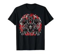Cerberus Perro de Tres Cabezas, Dark Fantasy Hellhound Guardian Camiseta gráfica económica, Hombre, Negro, S