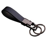 Cerbery - Llavero de cuero con anillos y caja de regalo - Llavero de regalo para automóvil (Negro)