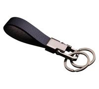 Cerbery - Llavero de cuero con anillos y caja de regalo - Llavero de regalo para automóvil (Plata)