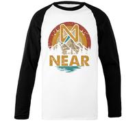 Cerca De Coin Mountain Sunset Camiseta De Béisbol Unisex Blanca con Mangas Negras Black-Sleeved White Unisex Baseball T-Shirt