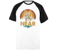 Cerca De Coin Mountain Sunset Camiseta De Béisbol Unisex Blanca De Manga Corta Negra Short Black-Sleeved White Unisex Baseball T-Shirt
