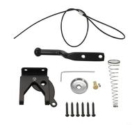 Cerca de jardín de metal con cierre automático con cuerda para valla de eslabones de cadena, cierre de puerta automático con resorte, montaje ajustable para postes de madera o metal, color negro