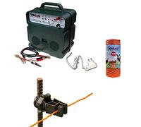 Cercas Eléctrica Pastor Eléctrico : 1 Electrificadores 12V / 220 V + 1 hilo canductores 250 mt 2.2 mm² + 100 Aisladores para postes de hierro - Valla Eléctrica para animales jabalí caballos cerdos
