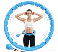 Cerceau Hula Hoop Fitness Avec Poids 0.36kg, 32 Sections Ajustable 65-180 cm, Cerceau Lesté Intelligent, Abdominaux, Sport à la Maison, Équipement de Fitness Femme Accessoire Sport Maison - Bleu