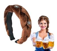 Cerchietto capelli donna,Velluto intrecciato Cerchietto,Cerchietto per capelli per Oktoberfest da donna,Fascia per capelli intrecciata marrone per Nozze Vacanza Carnevale Halloween Festa