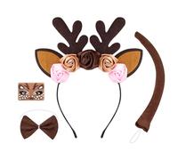 Cerchietto Con Corna - Set 4 Pezzi Copricapo Natalizio Con Coda E Naso | Fascia A Forma Di Renna In Tessuto E Abs | Per Feste Natalizie Bambini E Adulti | Costume Cosplay Decoraz