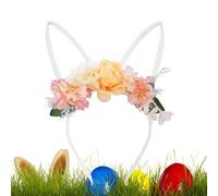 Cerchietto Con Orecchie Da Coniglio Con Fiori, Corona Floreale Con Orecchie Di Coniglio Pasquali, Accessorio Per Capelli In Costume Stile Foresta Per Bambini E Donne, Abbigliamento Da Festa Per