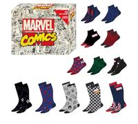 CERDÁ Caja Regalo de 12 Pares de Calcetines Marvel - Talla 40/46 | 98% Poliéster, 2% Elástico | Edición Exclusiva Redstring | Diseños Originales de Tus Personajes Favoritos