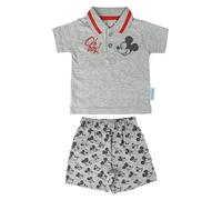 Cerdá Conjunto Bebe Niño Verano de Mickey Mouse Disney - 9 Meses - Polo + Pantalon de Algodon Juego Cortos, Gris, Unisex bebé