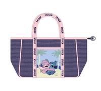 Cerdà Disney Lilo & Stitch Bolsa de playa 20 x 39 x 62 cm - Materiales reciclados - Diseño de Stitch y Angel - Violeta rosa