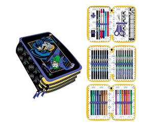 Cerdá, Estuche Plumier Triple con Rotuladores Giotto de Batman-Licencia Oficial DC Comics Unisex niños, Multicolor, 12.5 X 19.5 X 6.5 CM