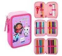 Cerdá Gabby's Dollhouse - Estuche grande de 3 niveles con múltiples compartimentos, suministros escolares, papelería, bolígrafos para colorear, multicolor, Gabby's Dollhouse - Estuche grande de 3