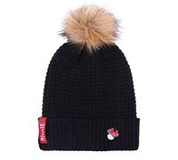 Gorro Tricot con Pompón de Minnie Mouse - Color Negro - Talla Única - Elaborado con Acrílico 100% - Diseño con un Pin en la Parte Delantera - Producto Original Diseñado en España