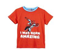 Camiseta Infantil de Spiderman - Color Gris y Rojo - Talla 8 Años - Camiseta de Manga Corta Fabricada con Algodón 100% - Colección de Spiderman - Producto Original Diseñado en España