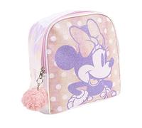 Mochila Infantil Minnie Mouse-Cierre de Cremallera-18 x 21 x 10 cm- Detalles Brillantes y Pompón-Asas Regulables-Producto Original Diseñado en España